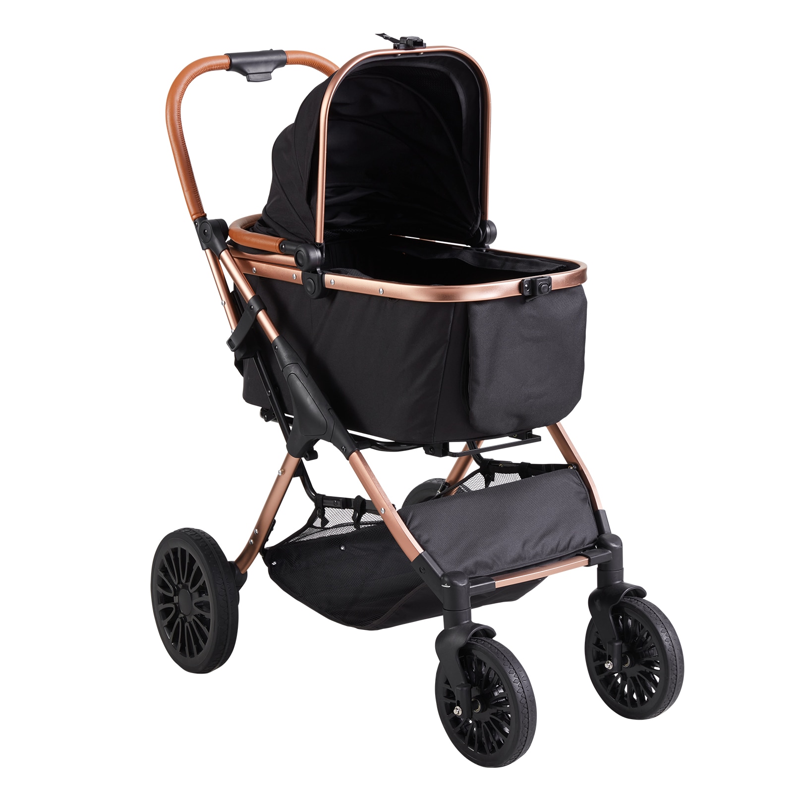 Pet Stroller For Dogs With Detachable Carrier And Storage Basket_voghion.com